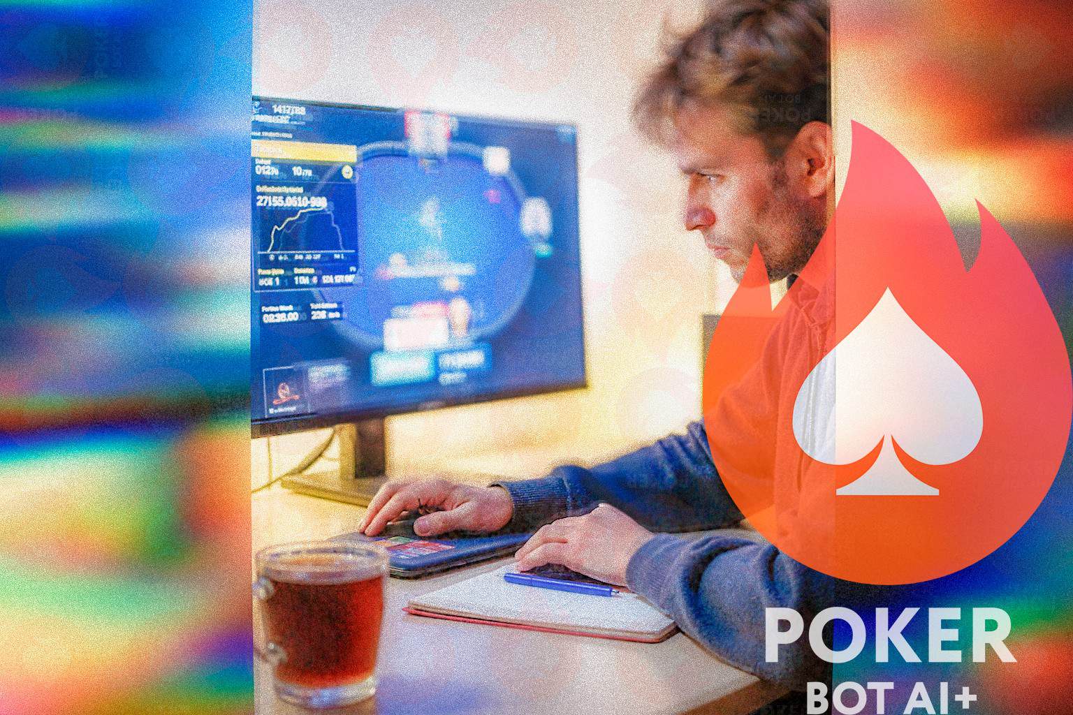 poker player studying neural networks in poker AI reading opponent behavior at table