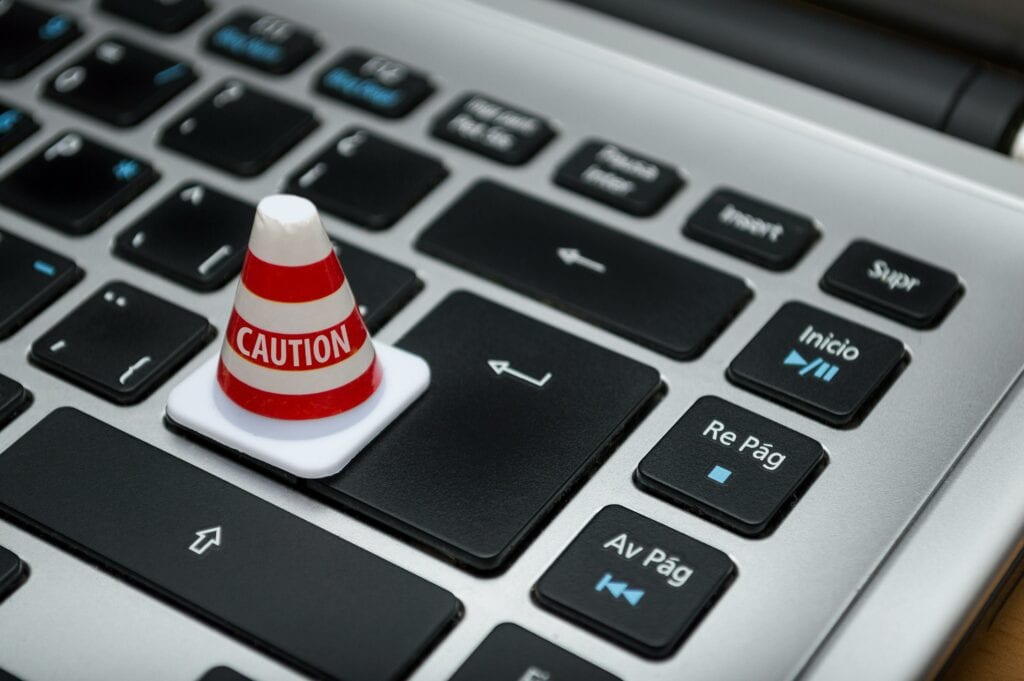 Poker bot risks and security warning on laptop