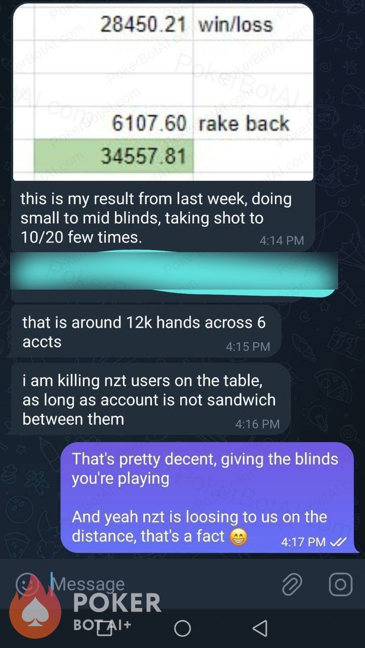 7XL Poker bot — anonymized customer screenshot