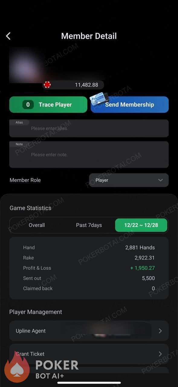 ClubGG bot — anonymized customer screenshot