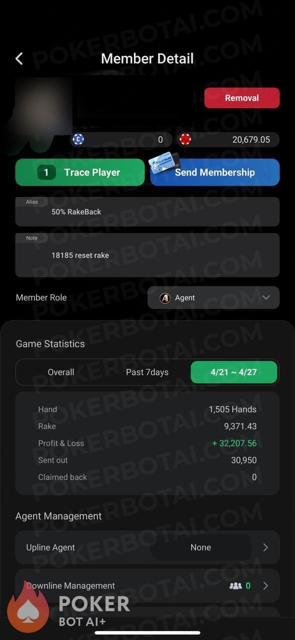 ClubGG bot — anonymized customer screenshot