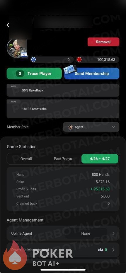 ClubGG bot — anonymized customer screenshot