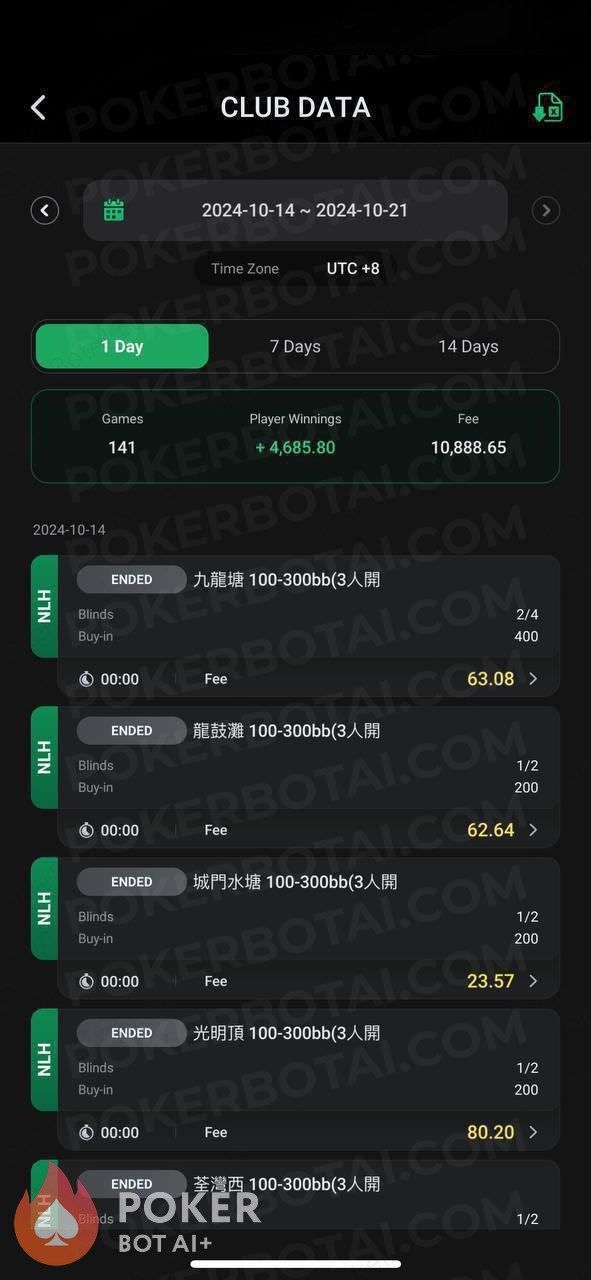 No-Limit Hold’em bot — anonymized customer screenshot