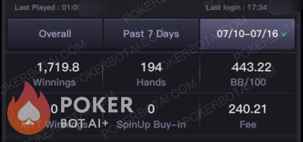 PokerBROS bot — anonymized customer screenshot