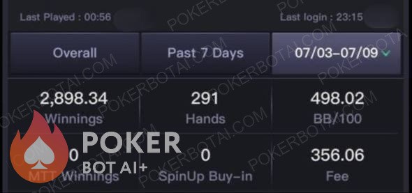 PokerBROS bot — anonymized customer screenshot