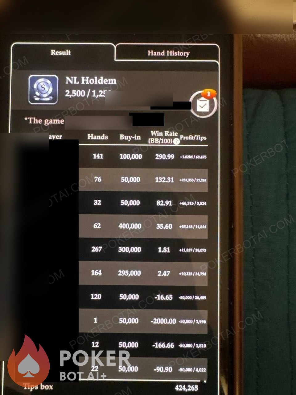 Pokerrrr 2 bot — anonymized customer screenshot