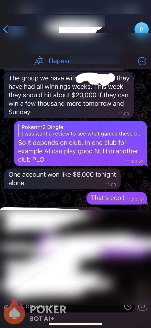 Pot-Limit Omaha bot — anonymized customer screenshot