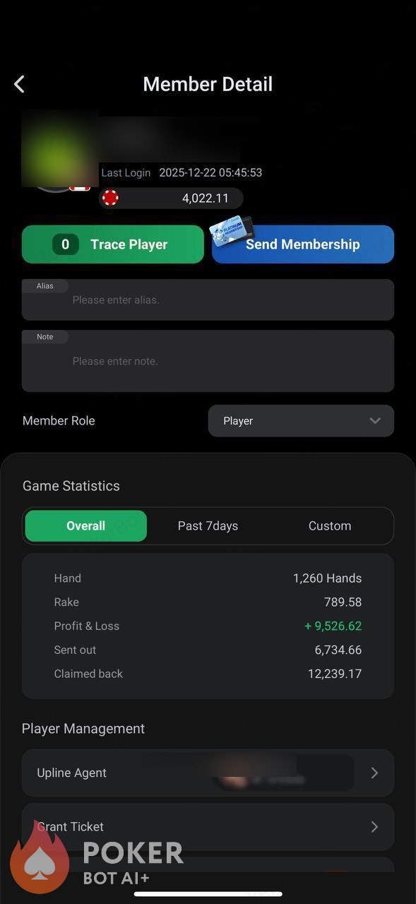 PPPoker bot — anonymized customer screenshot