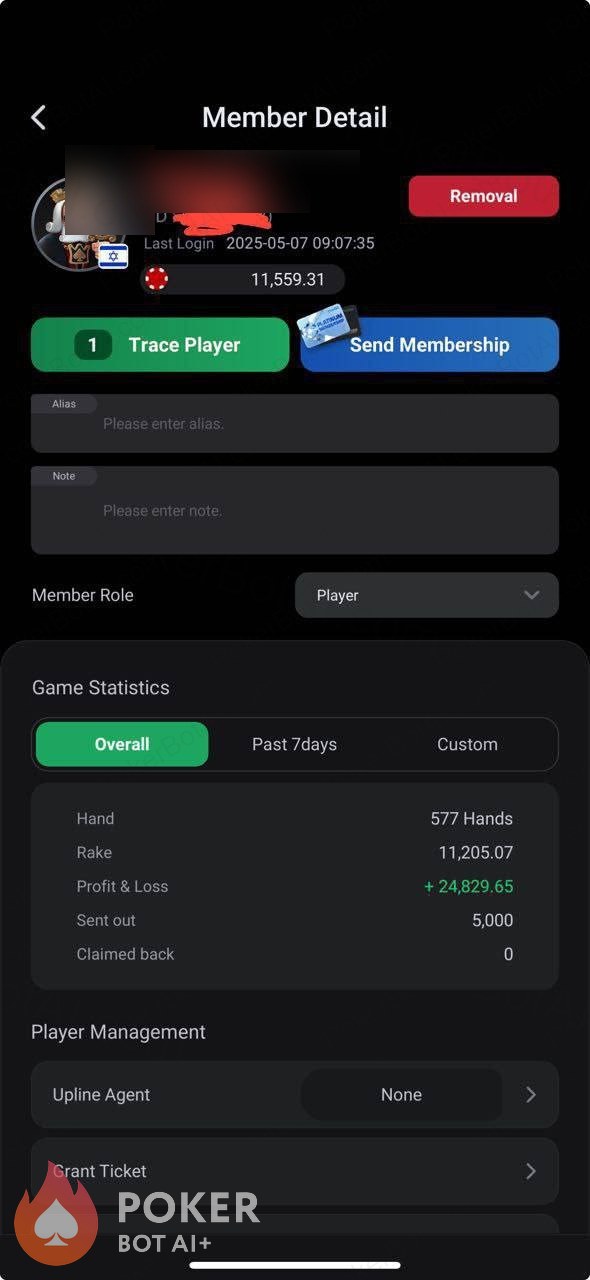 PPPoker bot — anonymized customer screenshot