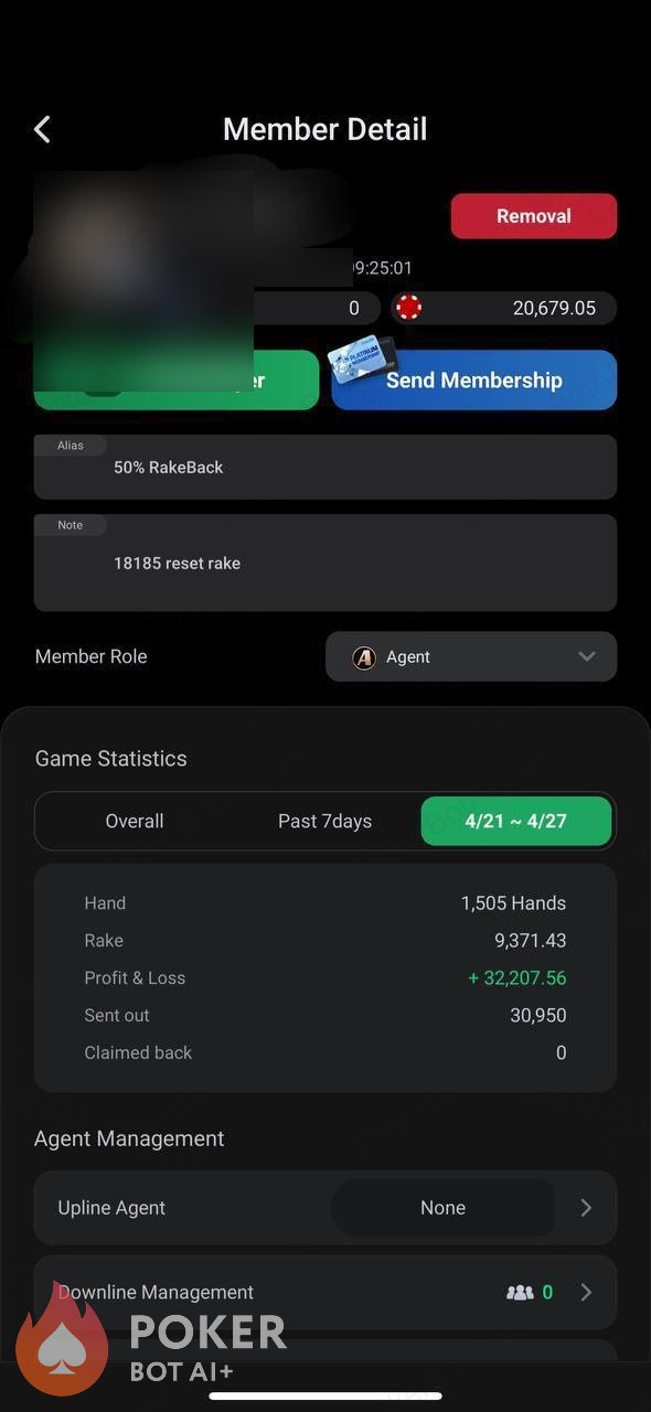 PPPoker bot — anonymized customer screenshot