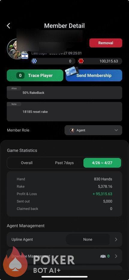 PPPoker bot — anonymized customer screenshot