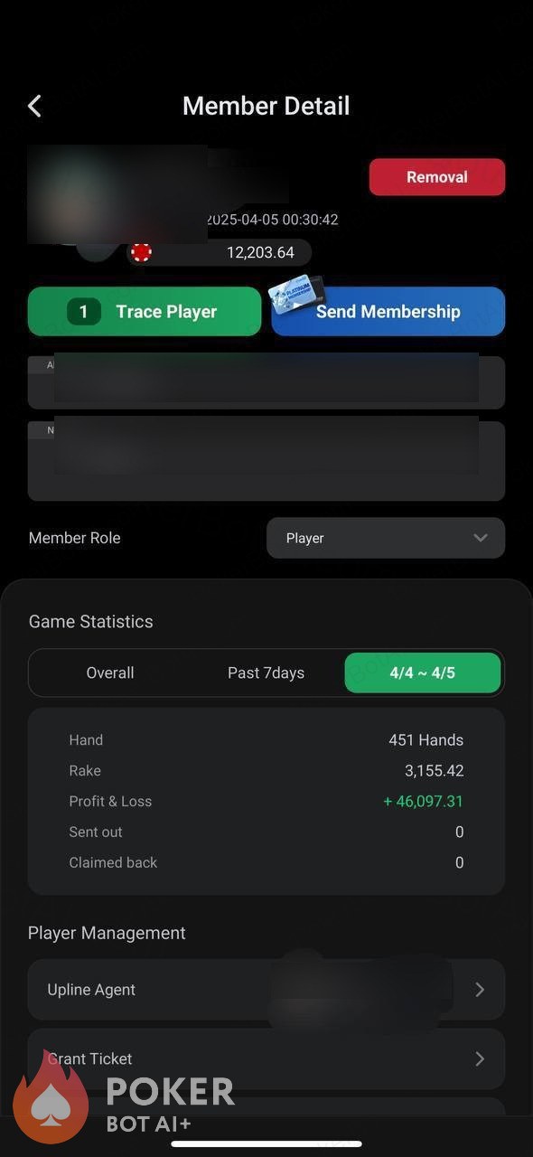PPPoker bot — anonymized customer screenshot